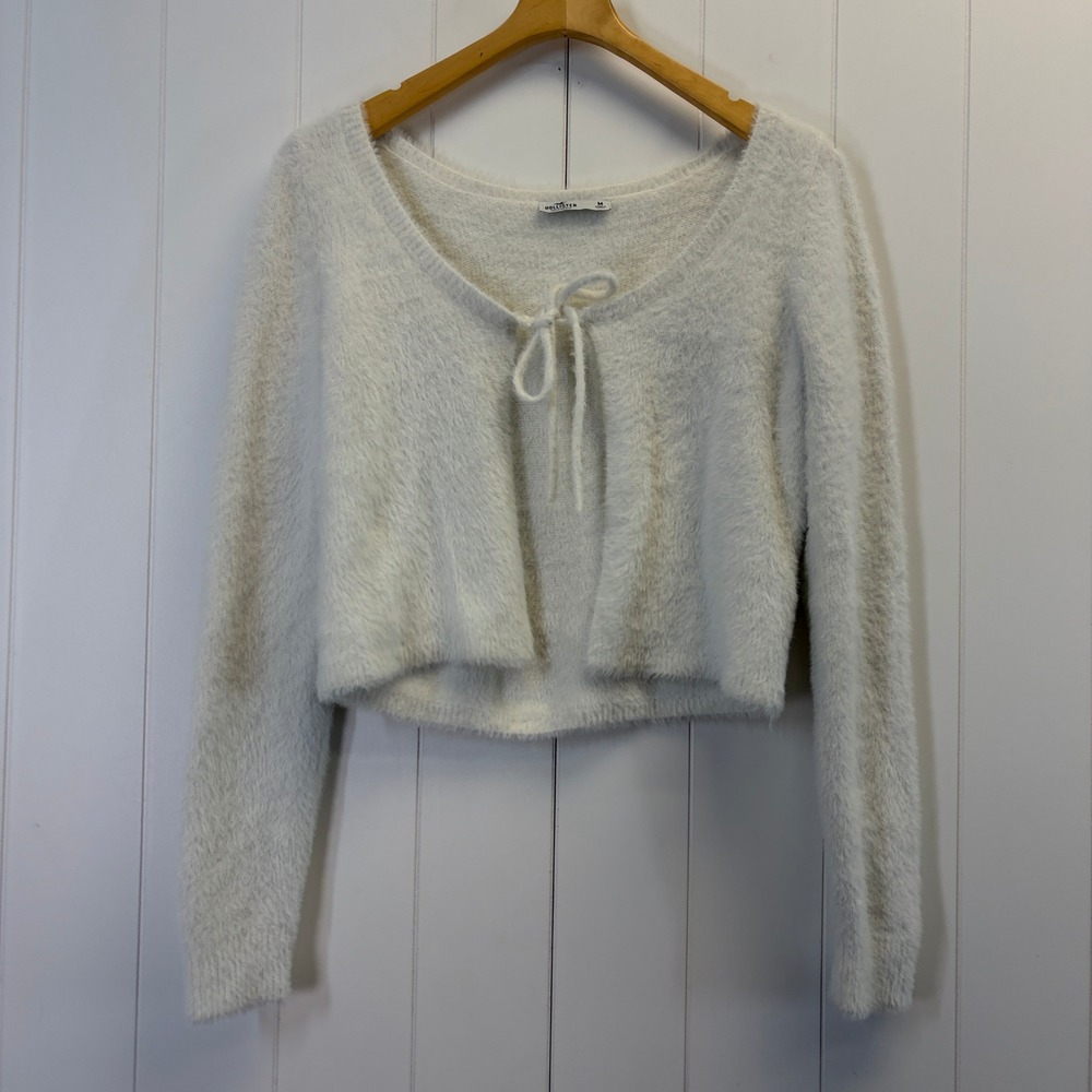Hollister Y2K Coquette Eyelash Knit Tie Cardigan Womens Medium Balletcore Cozy